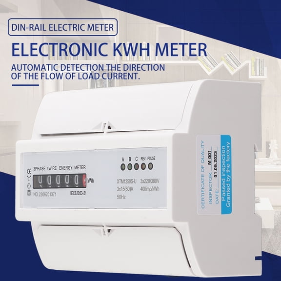 Yajisi XTM1250S-U 220V/380V Digital 3 Phase 4 Wire 7P Din Rail Electric Meter Electronic KWh Meter