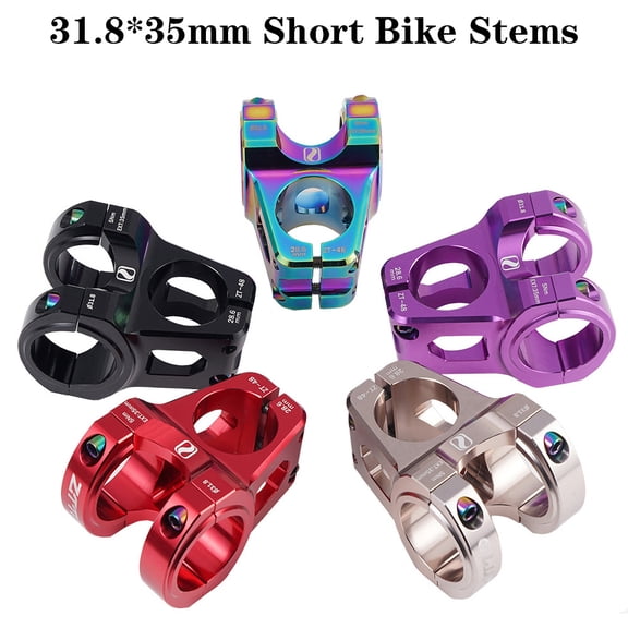 Yajisi ZT-48 Short Bicycle Handlebar Stem CNC Aluminum Alloy Bike Stem 31.8mm x 35mm / 1.4 inches Titanium