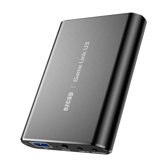 Yajisi ezcap371 Game Link U3 Video Capture Box 4K Loop Out 1080P HD Recording Box Audio Video Converter for Gaming Live Streaming Support MIC IN LINE IN Plug and Play