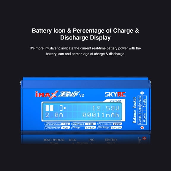 Yajisi iMAX B6 V2 Balance Charger 60W 6A DC/DC Converter Compatible with DJI Mavic Inspire Intelligent Battery NiMH/NiCd/LiPo/LiHV/LiFe/Li-ION/Pb Battery[cite: 1]