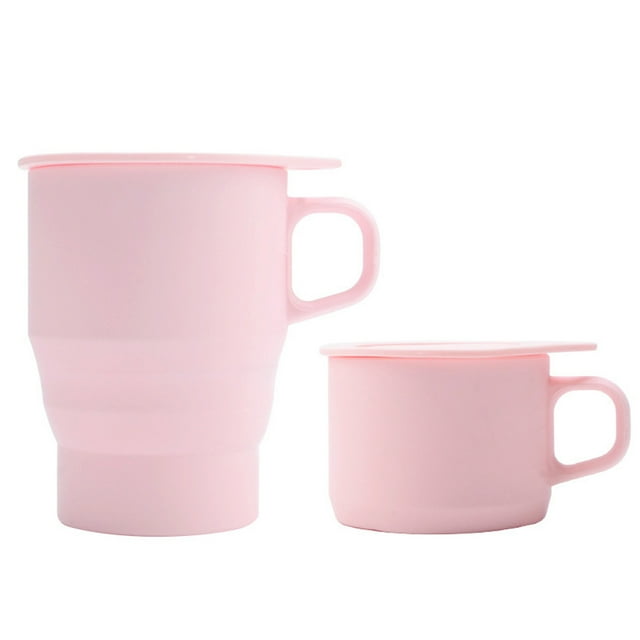 Yajoied Collapsible Travel Cup with Lid & Straw, Silicone Folding Cup