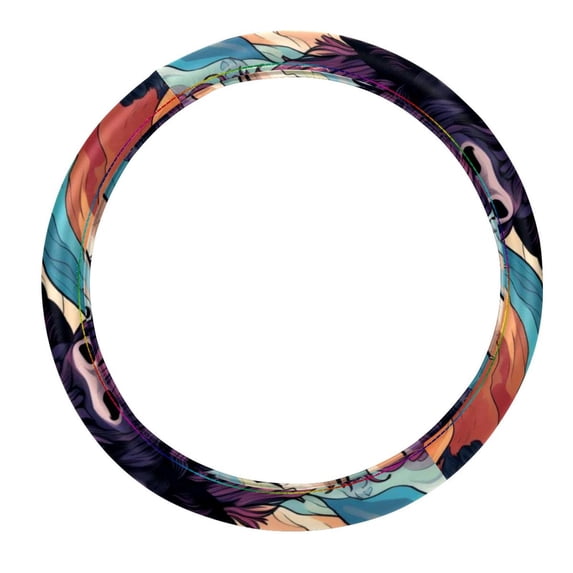 Yak 14.5 Inch Printing PVC Leather Auto Accessories Steering Wheel Cover for Car Wheel Covers