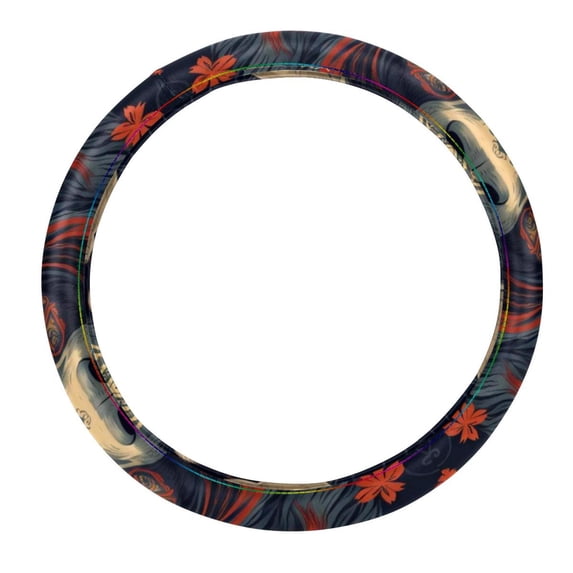 Yak 14.5 Inch Printing PVC Leather Steering Wheel Covers Car Wheel Covers Auto Accessories