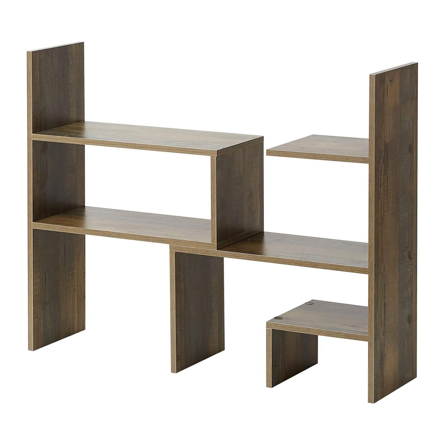 Yak About It Compact Adjustable Dorm Desk Bookshelf Rustic