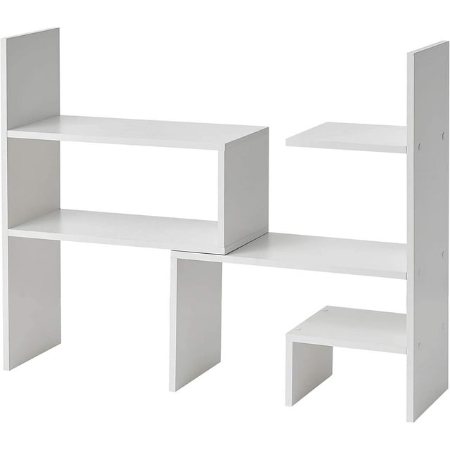Yak about It Compact Adjustable Dorm Desk Bookshelf White