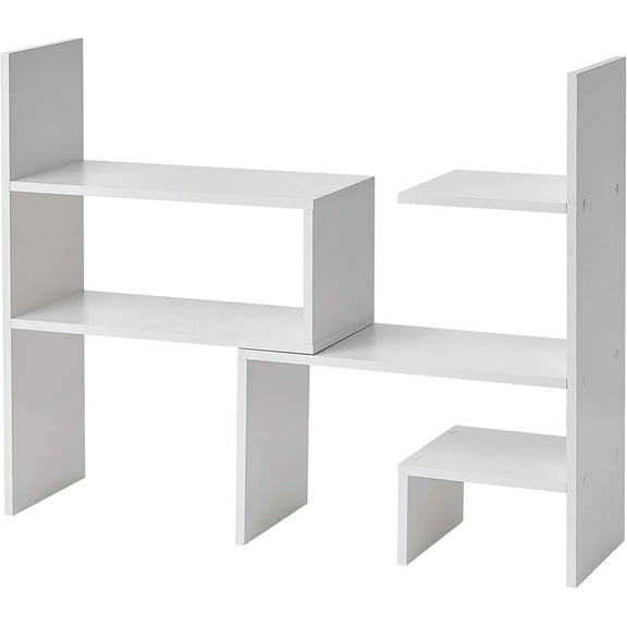 Yak About It Compact Adjustable Dorm Desk Bookshelf - White