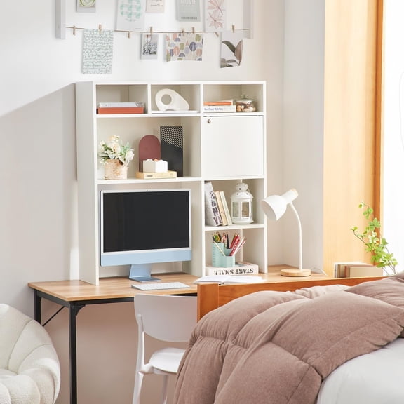 Yak About It Lockable Safe Dorm Desk Bookshelf - White