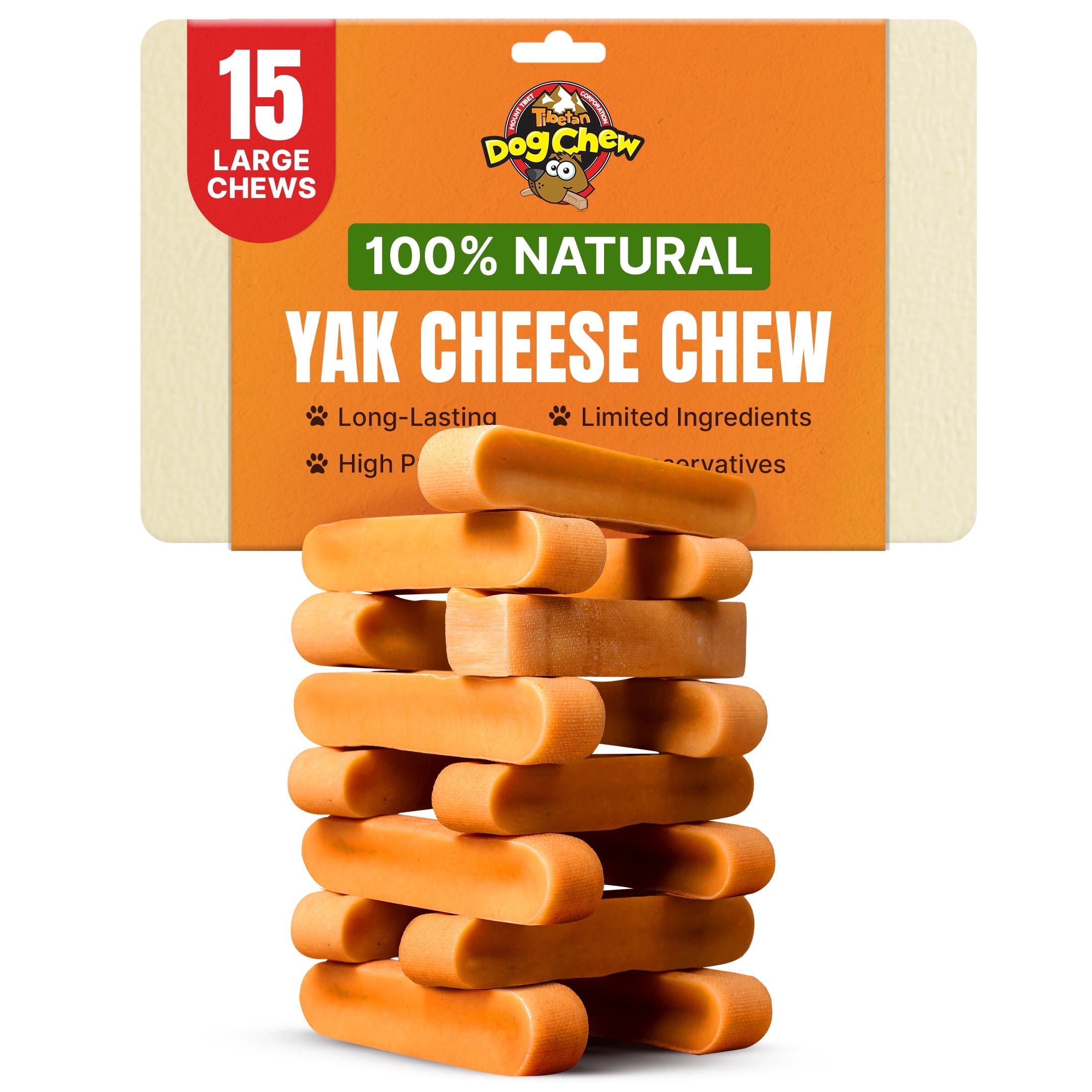 Tibetan Yak Cheese Dog Chew, Natural long lasting Himalayan Treats for Dogs (Large , 3lb)