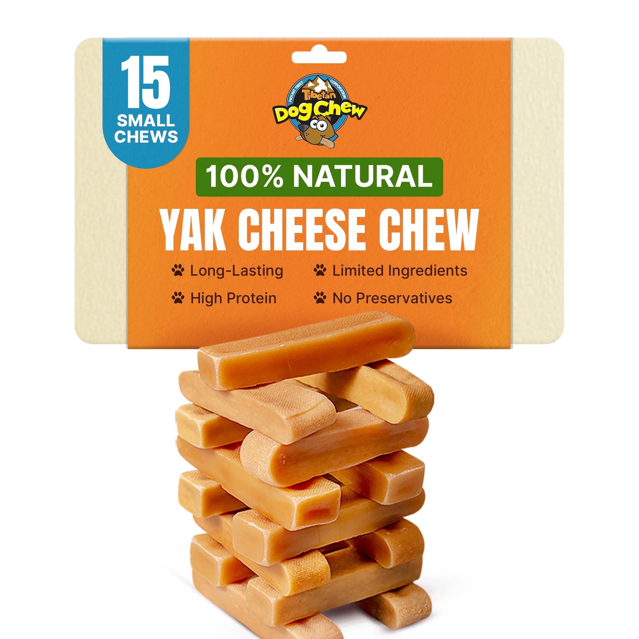 Tibetan Dog Chew Yak Cheese Himalayan  Treats for Small Dogs, Natural Long-Lasting Chews, 15 Sticks