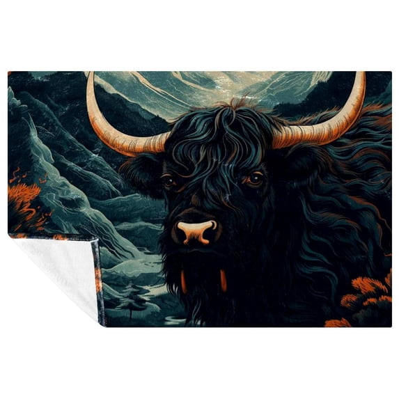 Yak Custom Microfiber Throw Blanket - Soft and Warm Printed Blanket for Sofa, Bed, Couch, Office, Camping