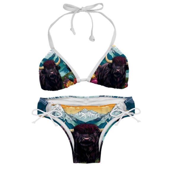 Yak Detachable Sponge Adjustable Strap Bikini Set Two-Pack Swimming Suits One-Piece Swimsuits - Ideal for Beach and Pool Parties