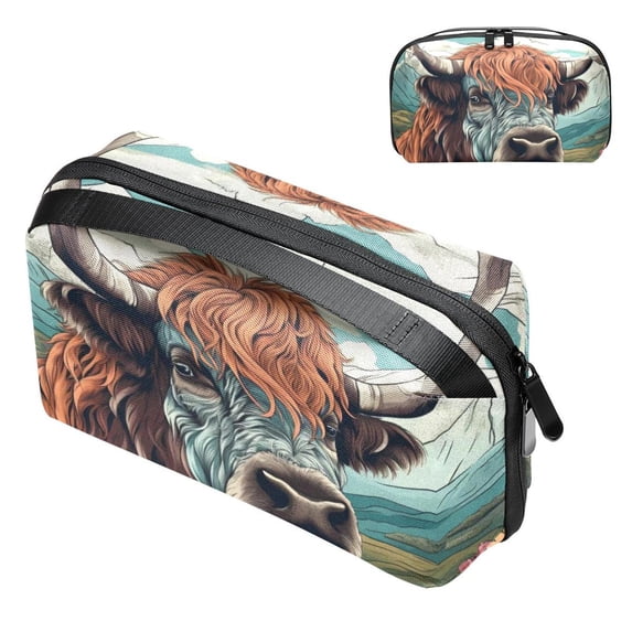 Yak Digital Bag Oxford Cloth Waterproof Travel Organizer Charger Pouch Cell Phone Charger Station Computer Cord Organizer 5.9x9.44x3.14 in