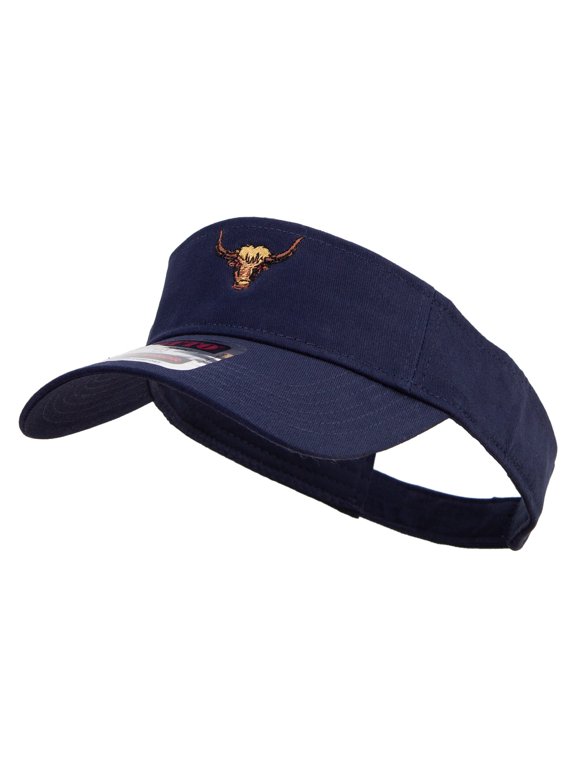 Yak Head Embroidered Cotton Twill Sun Visor - Navy OSFM
