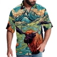 thumbnail image 1 of Yak Men's Button Down Hawaiian Poplin Shirt Summer Beach Printed Casual Short Sleeve Unisex Shirts, 1 of 6