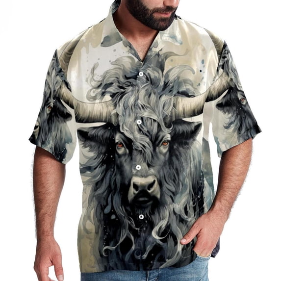 Yak Men's Hawaiian Poplin Casual Printed Button Down Short Summer Beach Shirts, Unisex