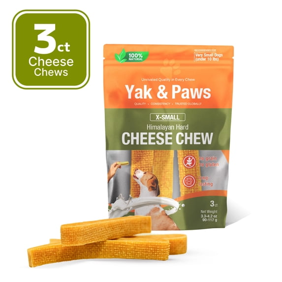 Yak & Paws Yak Cheese Chews for Very Small Dogs under 10 lbs - 3 chews/pouch