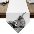 thumbnail image 1 of Yak Print Table Runner Linen Burlap Table Runner 60 Inches Long Farmhouse Modern Textured Wooden Grey Dresser Scarves for Kitchen Island Coffee Dining Room Party Wedding Holiday Decoration 13"x60", 1 of 8
