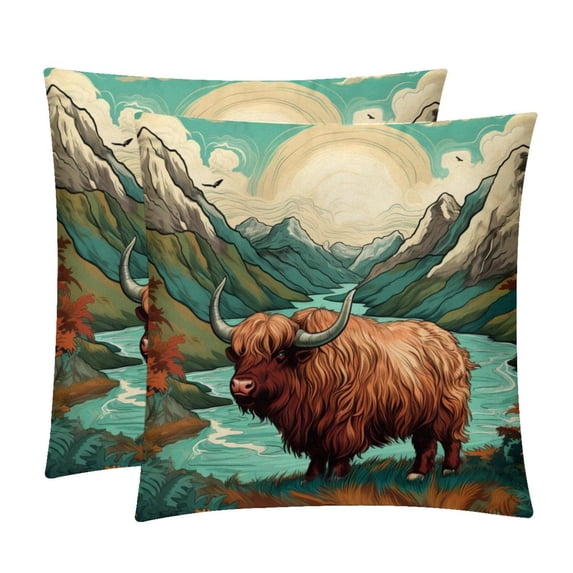 Yak Velvet Throw Pillow Covers Set of 2 - Sizes 16x16, 18x18, 20x20 Inches - Decorative Pillows with Unique Patterns for Various Occasions