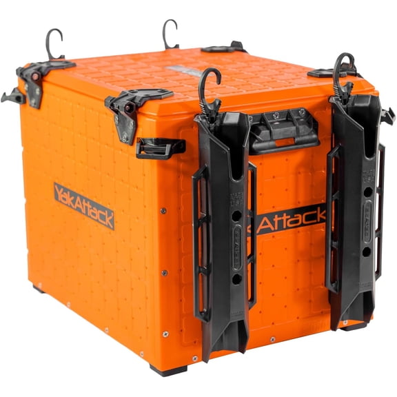 YakAttack BlackPak Pro Orange Fishing Crate with 4 Rod Holders, 13 x 16 Inch