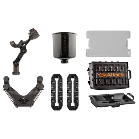 YakAttack Kayak Fishing Starter Pack Plus Complete Kayak Rigging Kit with Rod Holder, Paddle Holder, TracPak Storage, Cup Holder & Mounts Kayak Fishing Accessories for Serious Anglers