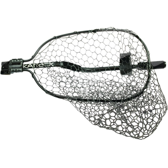 YakAttack Leverage Landing Net with Foam Extension 12" x 20" Hoop | 56" Overall Length | Folding Kayak Fishing Net | Forearm Grip | Rubber Netting | Track Mount Storage Compatible