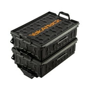 YakAttack TracPak Combo Kit, Set of Two Stacking Fishing Gear Storage Boxes with Track Mount Base, Black SSO-1002 | Kayak Fishing Accessories