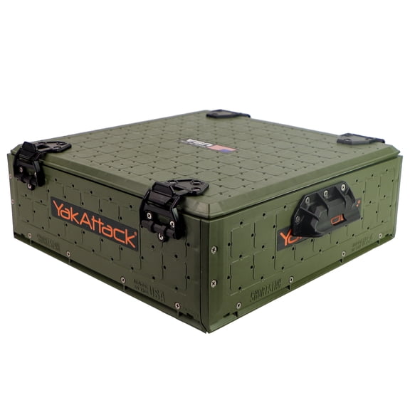 YakAttack ShortStak Solo Storage Box Low-Profile W/ Lid 16"x16" Ranger Grn