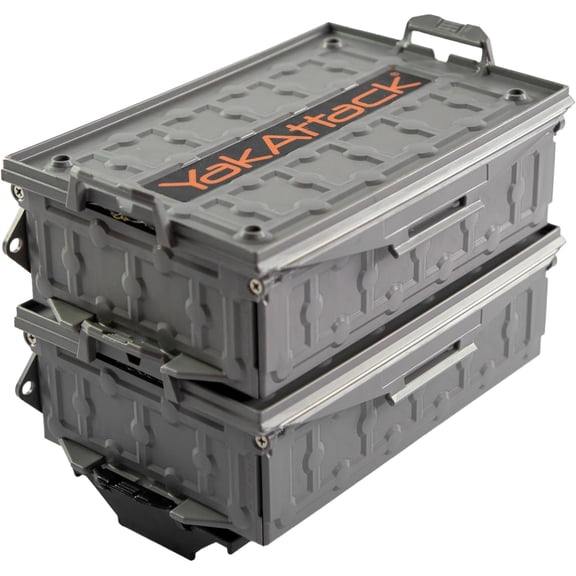 YakAttack TracPak Combo Kit 2 Stackable Boxes w/ Quick Release Base Grey