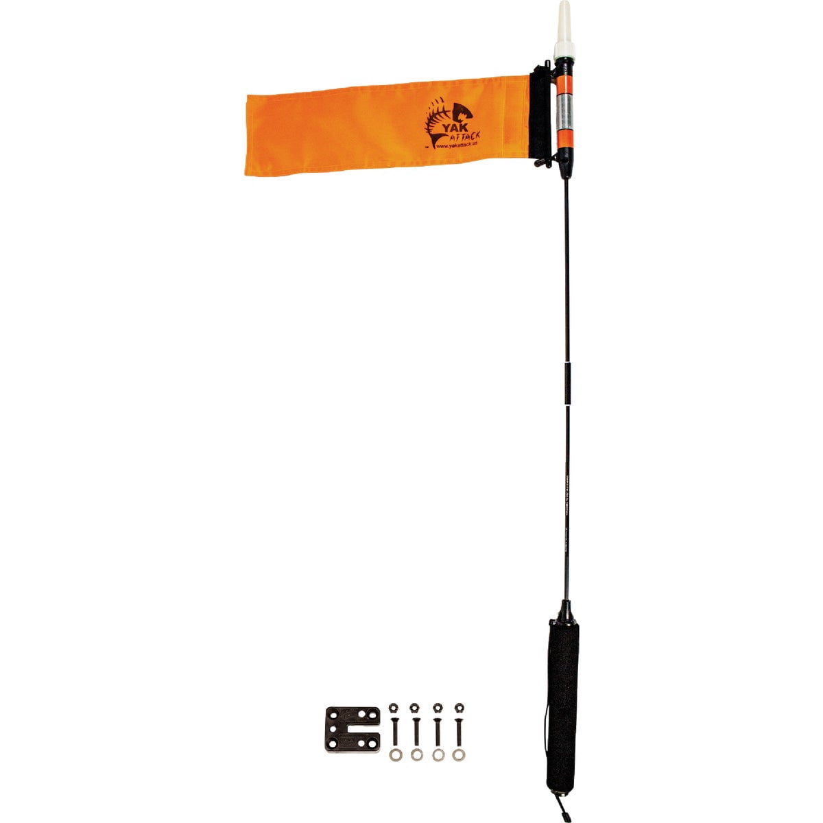 YakAttack VisiCarbon Pro Kayak Visibility Light with Flag | 48" Collapsible Safety Pole | LED Light, 100-Hour Runtime | MightyMount & GearTrac Ready (CPM) | Kayak Fishing Accessories