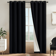 Yakamok 100% Blackout Curtain Panels 84 inches Cold and Light Blocking Drapes for Nursery, 2 Thick Layers Thermal Insulated Draperies (2 Pieces, 52 Wide Each Pa