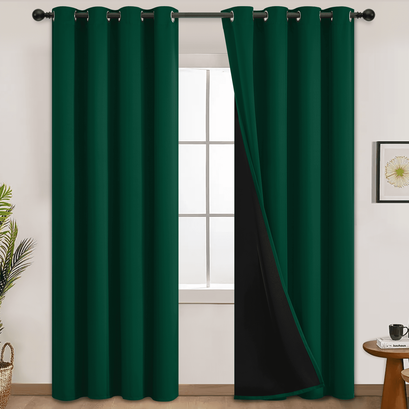 Yakamok 100% Blackout Curtains, Dark Green Curtains for Bedroom 84 Inch ...
