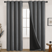 Yakamok 100% Blackout Curtains 84 Inches Long, 2 Thick Layers Heat and Full Light Blocking Soft Thermal Insulated Drapes for Bedroom(52" Wide Each Panel, Grey, 