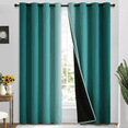 thumbnail image 1 of Yakamok 100% Blackout Curtains for Bedroom,Ombre Room Darkening Teal Grommet Curtains,2 Panels,52x84 inch, 1 of 7