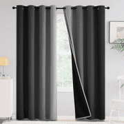 Yakamok 100% Blackout Curtains for Living room,Ombre Room Darkening Black Grommet Window Curtains 84 inches Long,2 Panels,52x84 inch