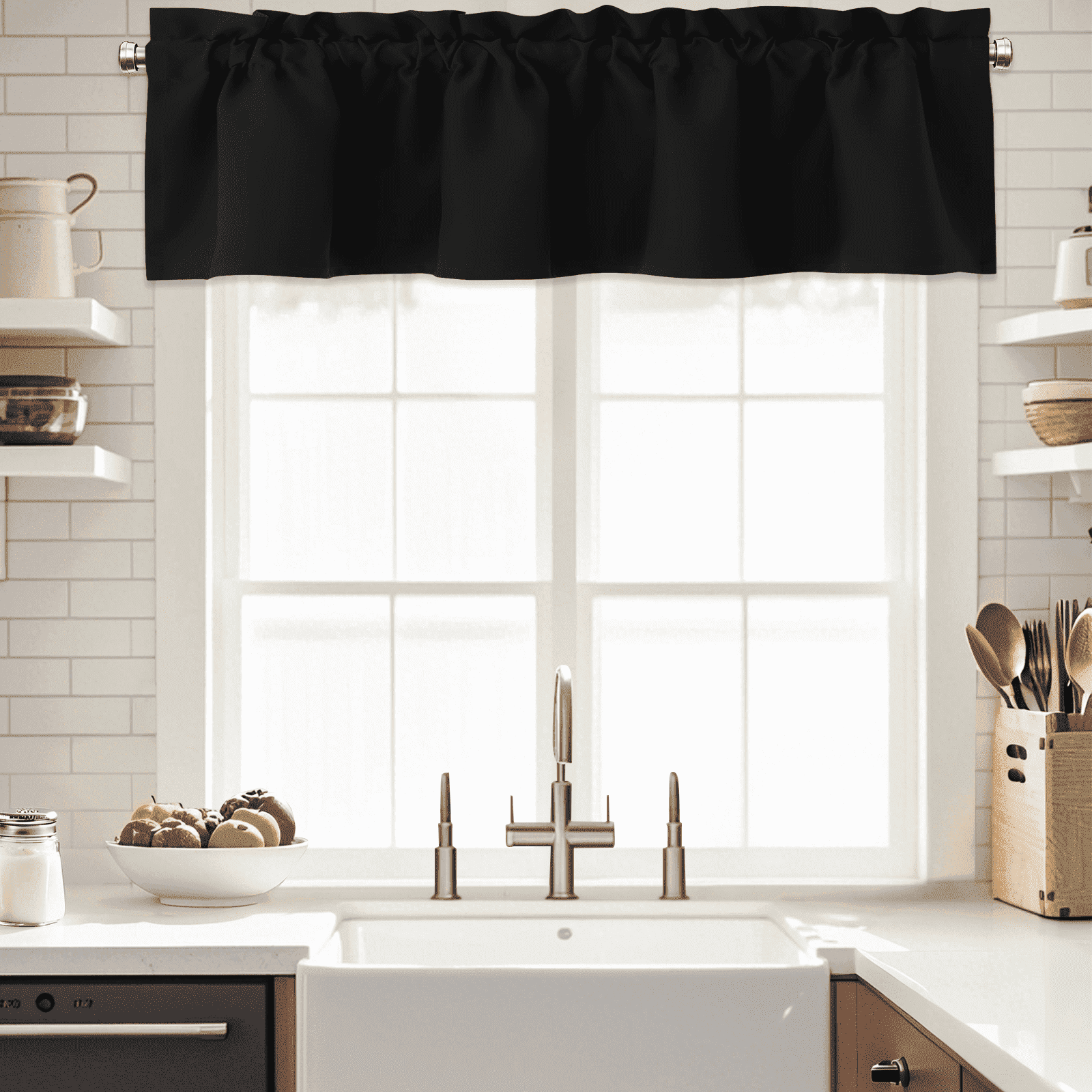 Yakamok Blackout Curtain Valances, 40x18 Inches, Rod Pocket, Blackout ...