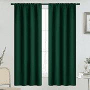 Yakamok 63 Inches Long Blackout Curtains for Windows - 2 Panels Blackout Window Drapes for Basement with Rod Pocket Dark Green,Width 38 by Length 63