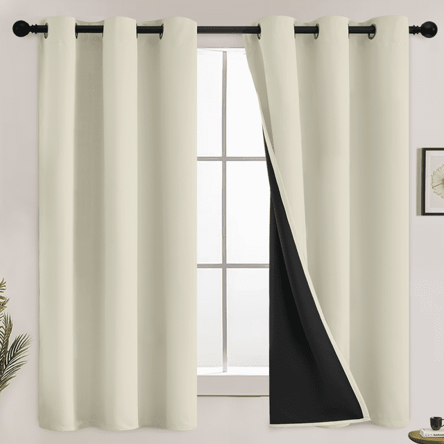 Yakamok 63 Inch Length 100% Blackout Curtains for Bedroom, 2 Thick ...