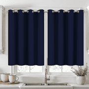 Yakamok 36 Inch Length Navy Blackout Curtains for Bedroom, Thermal Insulated Room Darkening Grommet Top Window Drapes for Living Room,52W x 36L,2 Panels