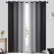 Yakamok Black Curtain for Bedroom/Living Room Blackout,Ombre Curtains Grommet Light Blocking Room Darkening Window Drapes 2 Panels,52x84 inches