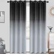 Yakamok Black Curtains with Grommet Room Darkening Ombre for Living Room/Bedroom,2 Panels, 52x84 Inch