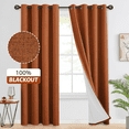 thumbnail image 1 of Yakamok Burnt Orange Linen Curtains 100% Blackout 84 Inches Long,Room Darkening Textured Curtains for Living Room Thermal Grommet Bedroom Curtains 2 Panels with Greyish White Liner, 1 of 7