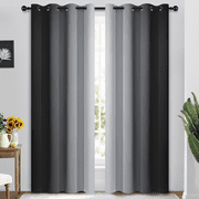 Yakamok Grommet Light Blocking Black Ombre Curtains,Room Darkening Window Drapes for Bedroom/Living Room Blackout, 52x84 inches, 2 Panels