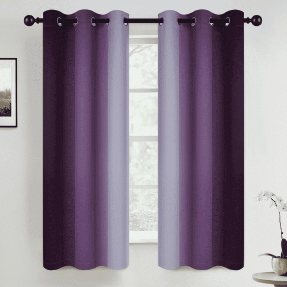 Yakamok Grommet Light Blocking Blackout Ombre Purple Curtains for Bedroom,Room Darkening Window Drapes for Living Room, 42x63 inches, 2 Panels
