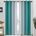 thumbnail image 1 of Yakamok Grommet Light Blocking Teal Blackout Ombre Curtains,Room Darkening Window Drapes for Bedroom/Living Room Blackout, 52x84 inches, 2 Panels, 1 of 8
