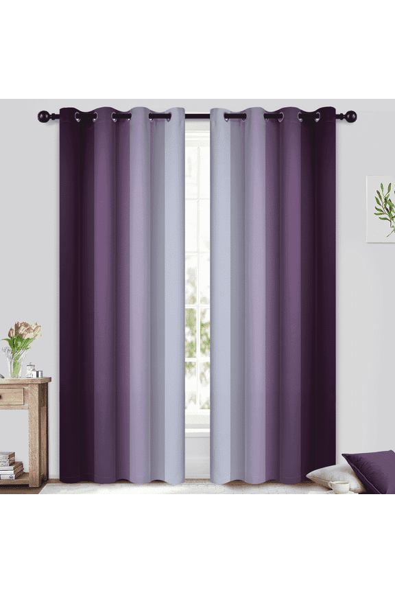 Purple Curtain for Bedroom/Living Room Blackout,Ombre Curtains Grommet Light Blocking Room Darkening Window Drapes 2 Panels,52x84 inches