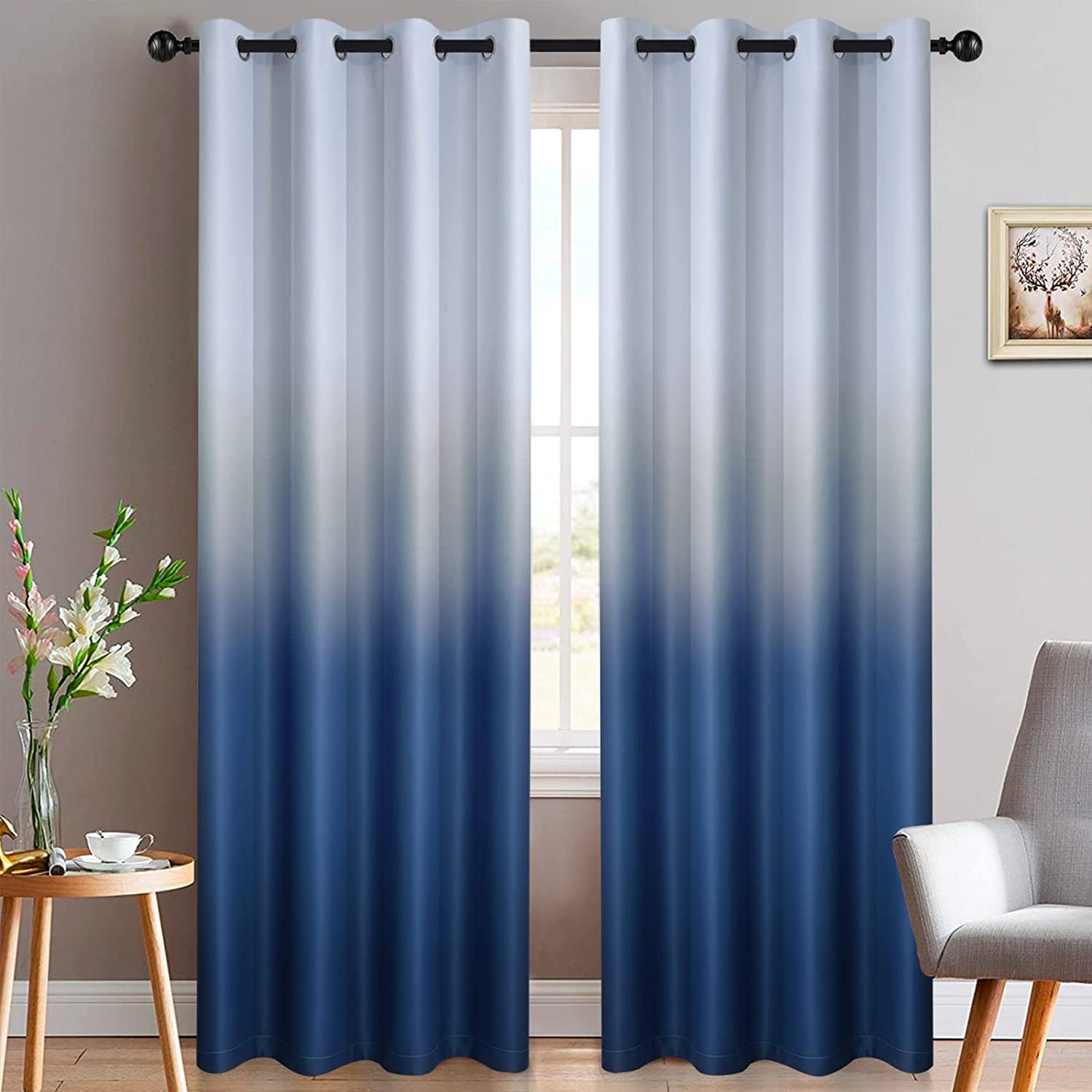 Buy Yakamok Room Darkening Black Gradient Color Ombre Blackout Curtains  Thickening Polyester Thermal Insulated Grommet Window Drapes for Living  Room/Bedroom (Black, 2 Panels, 52x84 Inch) Online at Low Prices in India 