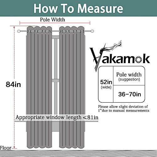 Yakamok Room Darkening Gray Blackout Curtains 84 Inch Long Light Blocking Thermal Insulated Window Treatment Grommet Drapes for Bedroom Living Room, 52W x 84L, Grey Curtains, 2 Panels