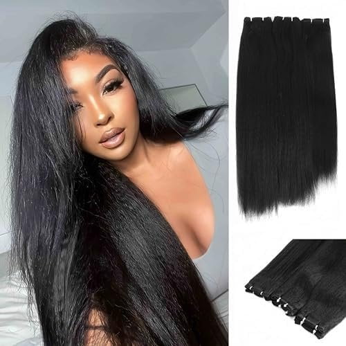 Yaki Straight Hair  22 24 26 Inch Quick Weave Hair  3 Packs Pure Protein Synthetic Fiber Hair  Sew In Hair Extensions for Women(1B, 22 24 26 Inch)