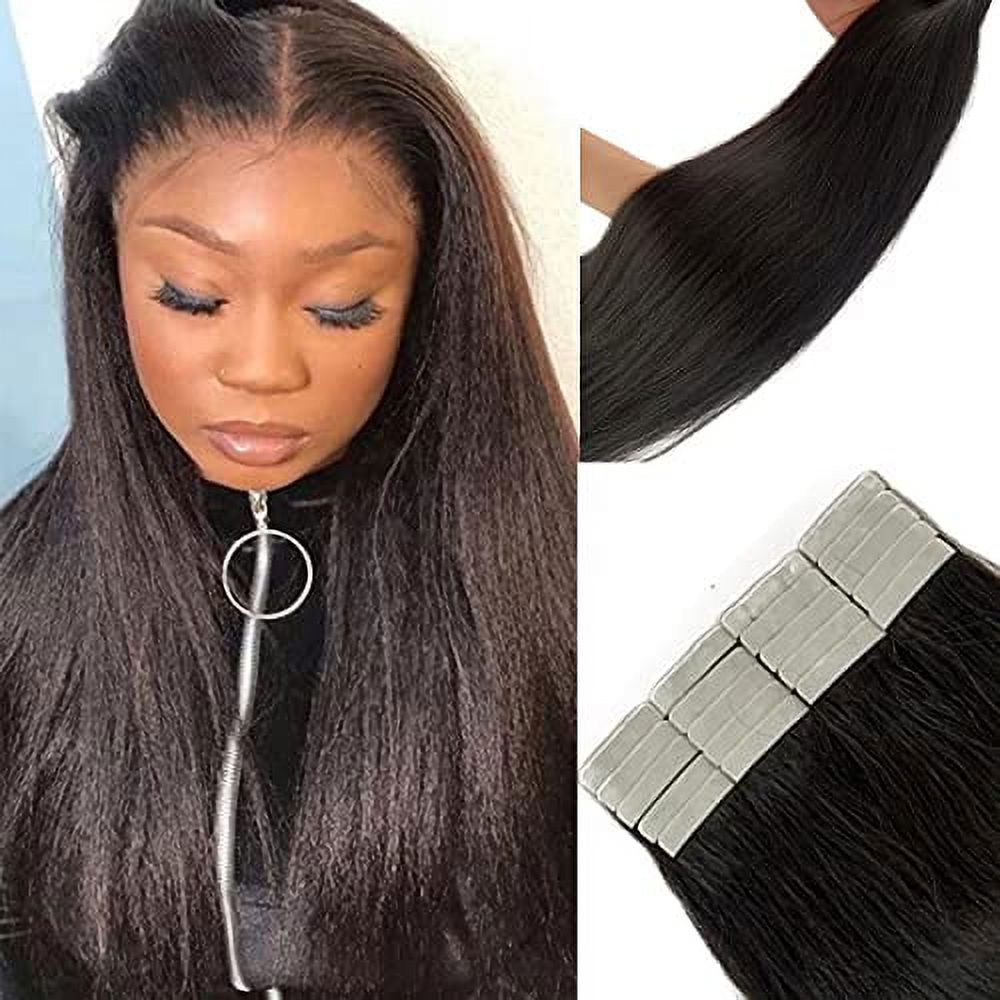 Yaki Straight Tape in .. Hair Extensions Human Hair .. Light Yaki Skin Weft .. Tape in