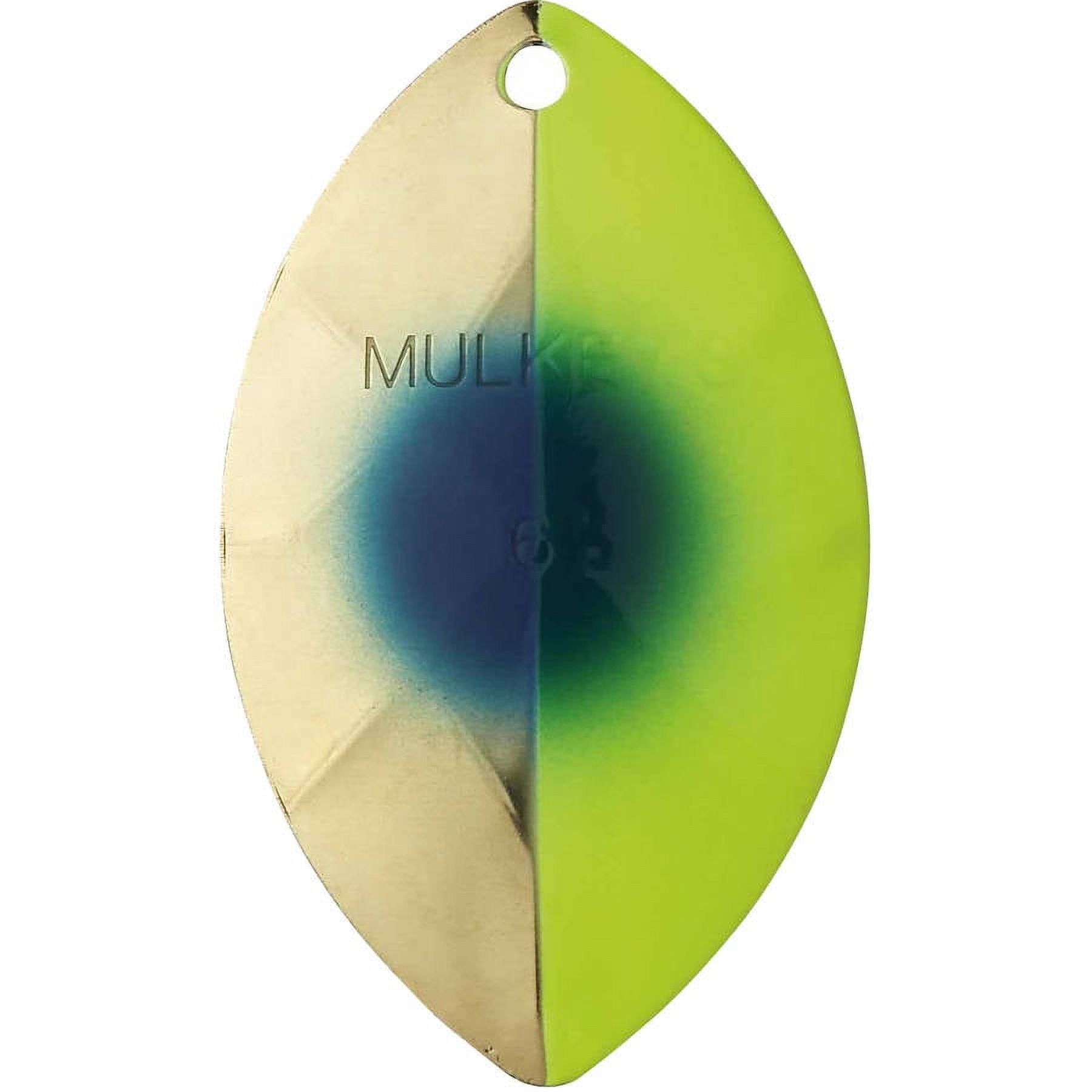 Yakima Bait Worden's Flash Glo 4-3/4" UV Squid Spinners Trolling Fishing Lure, Metallic Chartreuse Flame Blue Dot